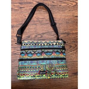 Sakroots Messenger Shoulder Crossbody Boho Purse Elephant Multi Color Print
